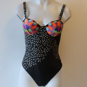 Gottex Black One-Piece Swimsuit with Multicolor Bust